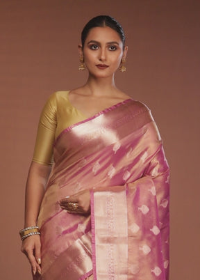 Pink Tissue Silk Saree With Blouse Piece