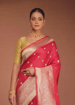 Red Handloom Katan Pure Silk Saree With Blouse Piece