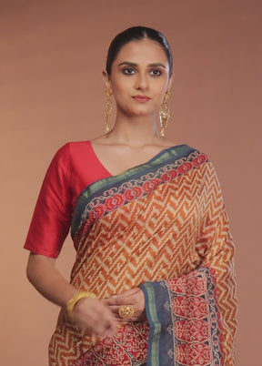 Multicolor Chanderi Silk Saree With Blouse Piece