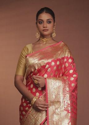 Red Banarasi Silk Saree With Blouse Piece