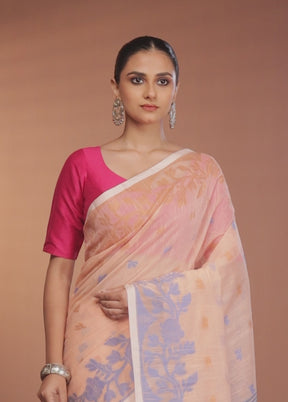 Pink Matka Silk Saree With Blouse Piece