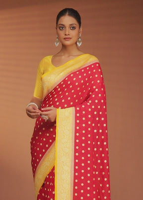 Red Georgette Saree With Blouse Piece