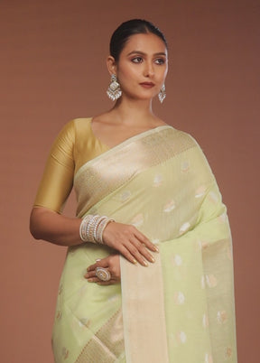 Green Kora Silk Saree With Blouse Piece