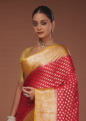 Red Georgette Saree With Blouse Piece