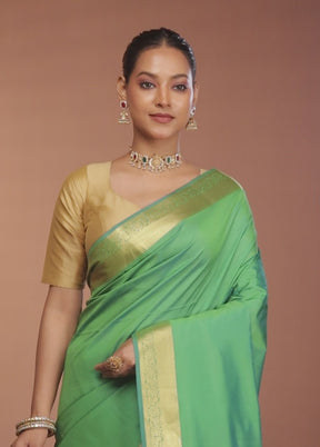 Green Kanjivaram Silk Saree With Blouse Piece
