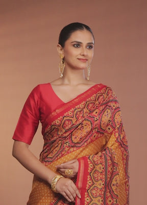 Yellow Chanderi Silk Saree With Blouse Piece