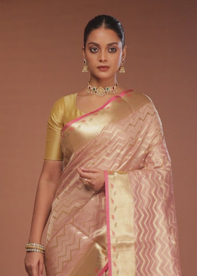 Pink Tissue Silk Saree With Blouse Piece