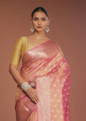 Pink Tissue Silk Saree With Blouse Piece