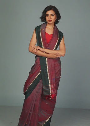 Maroon Matka Silk Saree Without Blouse Piece