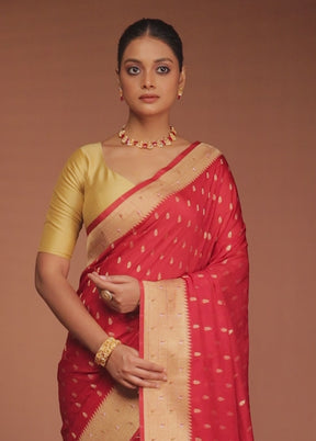 Maroon Georgette Saree With Blouse Piece