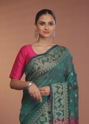 Green Matka Silk Saree With Blouse Piece