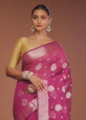 Purple Kora Silk Saree With Blouse Piece