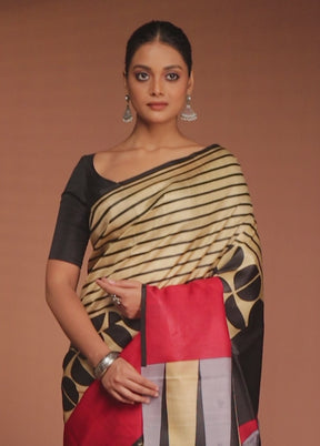 Red Printed Pure Silk Saree Without Blouse Piece
