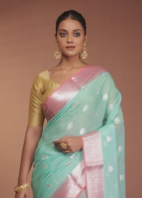 Blue Georgette Saree With Blouse Piece