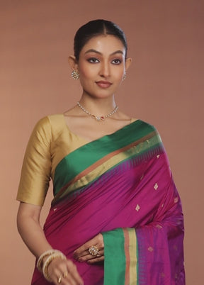 Purple Kanjivaram Silk Saree With Blouse Piece