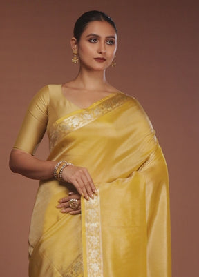 Yellow Tissue Silk Saree With Blouse Piece