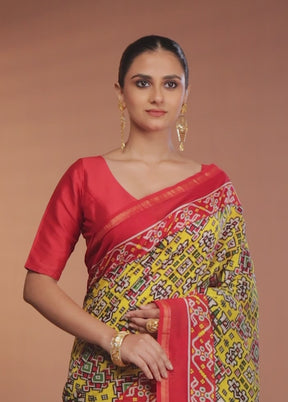Multicolor Chanderi Silk Saree With Blouse Piece