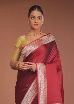 Maroon Katan Silk Saree With Blouse Piece