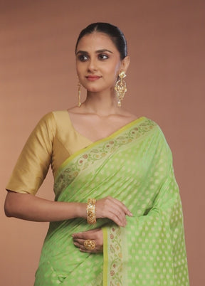 Green Kora Silk Saree With Blouse Piece