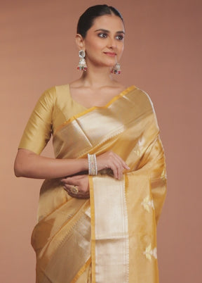 Orange Tissue Silk Saree With Blouse Piece