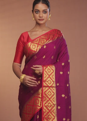 Purple Dupion Silk Saree With Blouse Piece