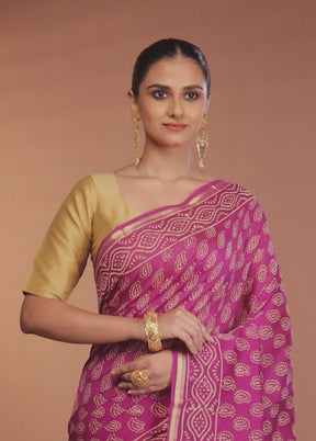 Purple Chanderi Silk Saree With Blouse Piece