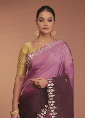 Purple Tissue Silk Saree With Blouse Piece