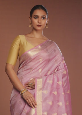 Pink Tissue Silk Saree With Blouse Piece