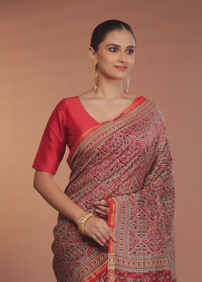 Multicolor Chanderi Silk Saree With Blouse Piece