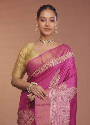 Purple Tussar Silk Saree With Blouse Piece