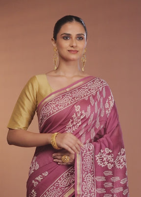 Purple Chanderi Silk Saree With Blouse Piece