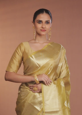 Yellow Tissue Silk Saree With Blouse Piece