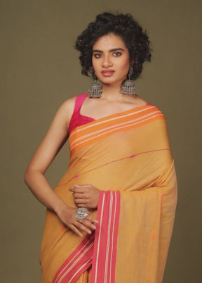 Rust Matka Silk Saree With Blouse Piece