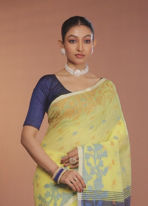 Yellow Matka Silk Saree With Blouse Piece