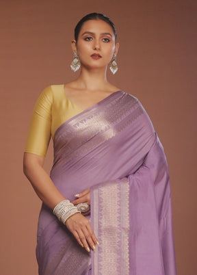 Blue Kora Silk Saree With Blouse Piece