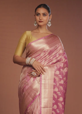 Pink Tissue Silk Saree With Blouse Piece