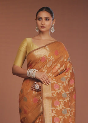 Maroon Kora Silk Saree With Blouse Piece