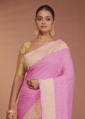 Pink Georgette Saree With Blouse Piece