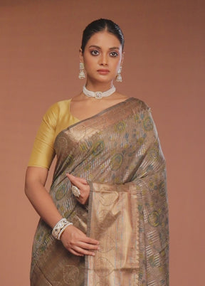 Cream Tussar Silk Saree With Blouse Piece