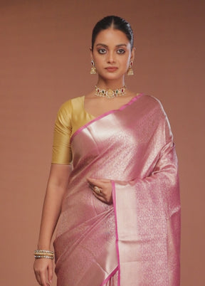Pink Tissue Silk Saree With Blouse Piece