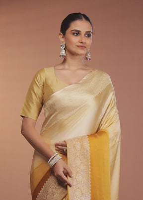 Yellow Handloom Katan Pure Silk Saree With Blouse Piece