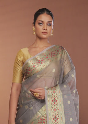Grey Organza Saree With Blouse Piece
