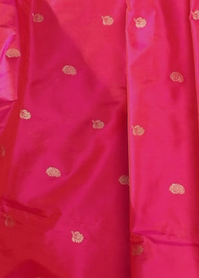 Pink Handloom Katan Pure Silk Saree With Blouse Piece