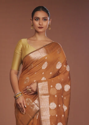 Yellow Kora Silk Saree With Blouse Piece