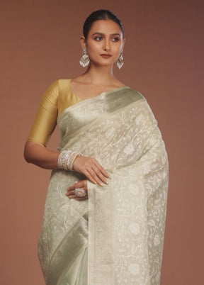 Cream Cotton Saree With Blouse Piece