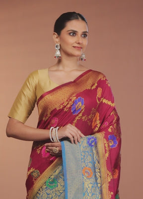 Purple Dupion Silk Saree With Blouse Piece