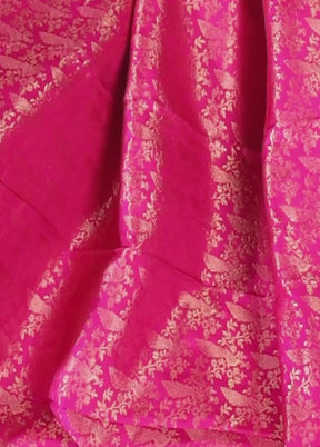 Pink Handloom Kanchipuram Pure Silk Saree With Blouse Piece